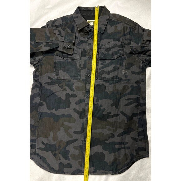 G-Star Raw Rackler Camo Men's L Long Sleeve Snap Up Tactical Shirt Zip Pocket - Picture 7 of 11
